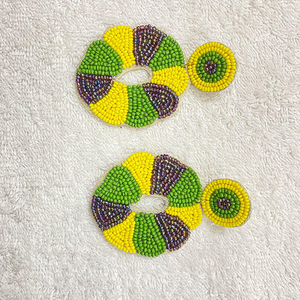 เครื่องประดับแฟชั่นเมล็ดลูกปัดปักทองต่างหูแต่งงานทำด้วยมือทำจากอินเดียสำหรับผู้หญิงดูคลาสสิกหลากสี - Product Image 3