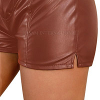 Shorts de cuero transpirable de color sólido para mujer, diseño personalizado, shorts de cuero resistentes para mujer