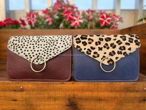 Nouveaux femmes fabriquées à la main cheveux véritables sur imprimé Animal en cuir recyclé couleur trapue sac à main Unique arc-en-ciel couleur sacs à bandoulière - Product Image 2