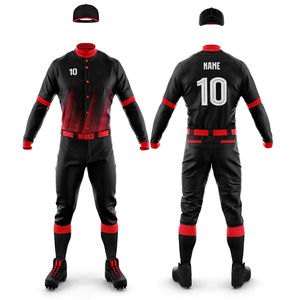 ชุดเบสบอลสีดำเขียวสำหรับผู้ชาย เสื้อและกางเกงขายาว ดีไซน์ไล่เฉดสีตรงกลาง ผ้าซับเหงื่อ ยืดได้สี่ทิศทาง - Product Image 4
