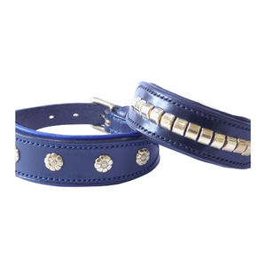 High quality Annabelle Equestrian Leather Dog <b>Collar</b> With Gold Flower Adjustable Pet Accessories All Sizes - Product Image 1