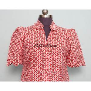 Vestido midi floral de algodón 100% ecológico para mujer, estilo Kangura, cuello en V, manga corta, decoración con botones, lavable. - Product Image 2