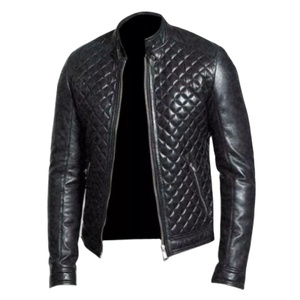 Veste en cuir d'agneau véritable matelassée pour homme de haute qualité - Product Image 1