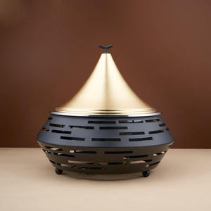 Luxury Round Chafing Dish Nordic UFO Style Matte Black Buffet <b>Stand</b> Stainless Steel Food Warmer with Gold Cone Lid Single Unit - Product Image 1