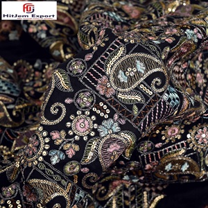 ผ้ากำมะหยี่แฟชั่นพรีเมียมพร้อมงานปักลายศิลปะและลายเลื่อมสำหรับชุดราตรีเจ้าสาวและชุดงานเลี้ยง - Product Image 4