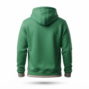 Sweat à capuche unisexe en molleton 100% coton de haute qualité, vert et rose, épais et uni, avec poignets côtelés - Product Image 2