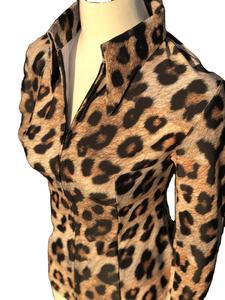 <b>Women's</b> Leopard Print Western Show Shirt Long Sleeve Fitted Zip-Up Performance <b>Top</b> - Product Image 2