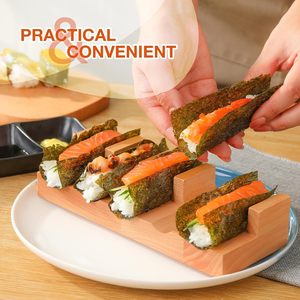 Support en bois pour sushi et tacos, présentoir japonais pour temaki et hand roll, plateau de service en bois pour sushi, vente en gros pour restaurants - Product Image 2