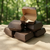 Caja de Cartón Corrugado Kraft Marrón Oscuro, Biodegradable, para Comida para Llevar, Restaurante, Almuerzo, Hamburguesas, Directo de Fábrica