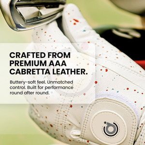 Custom Made Men's Premium White Cabretta Leather Golf Glove Right Hand Non-Slip <b>Hook</b> Loop Closure Unisex Outdoor Sports Use - Product Image 3