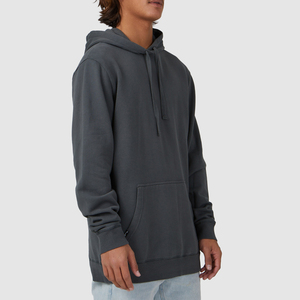 Men's Premium 100% Cotton Fleece Hoodie 2026 <b>Black</b> Pullover Heavyweight Contrast Cord Custom Logo Pocket Eco-Friendly Regular - Product Image 3