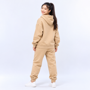 Conjunto Deportivo Ecológico y Transpirable para Mujer, con Sudadera con Capucha y Pantalones Jogger, Tela de Felpa Anillada, Cintura Elástica con Cordón Ajustable y Parche Tejido Personalizado - Product Image 3