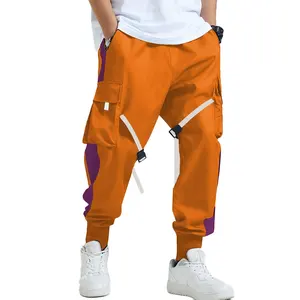 New Fashion trendy street wear men's pants & trousers custom side pockets casual Corduroy elastic waist jogger pants cargo