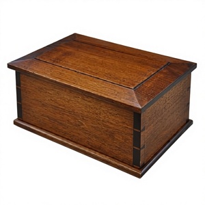 Adult American Style Wooden Coffin <b>Keepsake</b> Cremation Urn <b>Box</b> OEM ODM Customizable Funeral Ashes <b>Box</b> 200/220 Cubic Inch 3-Year - Product Image 1