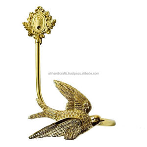 Antique Gold <b>Curtain</b> Holdback <b>With</b> Floral Design Traditional Style Metal <b>Hook</b> Decorative Window Hardware - Product Image 6