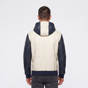 Sweat à capuche en cuir personnalisé pour homme, style streetwear, avec fermeture éclair et poches latérales - Product Image 3