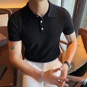 เสื้อโปโลผู้ชายแบบเรียบง่ายสไตล์ลำลองสำหรับขายส่ง คุณภาพสูง รับสั่งทำโลโก้ เสื้อยืดถัก ผ้าโพลีเอสเตอร์/คอตตอน สีพื้น - Product Image 1