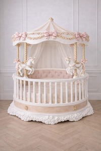 Royal Style Baby Crib Solid Wood Carriage Design with <b>Canopy</b> Luxury Nursery Baby Cot Premium Quality - Product Image 2