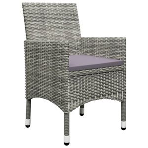 Conjunto de Bistro Plegable Pequeño en Ratán Sintético Gris y Vidrio Templado para Muebles de Patio - Product Image 4