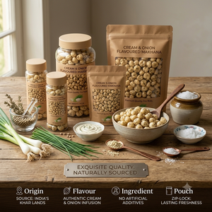 Makhana, Semillas de Loto Tostadas con Crema y Cebolla, Delicioso Snack Crujiente y Saludable para la Nutrición y Bienestar Diarios - Product Image 3