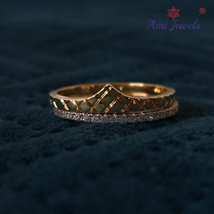 Juego de anillos apilables de oro amarillo de 14 quilates con diamantes redondos de 0,44 quilates, joyería fina para aniversario de boda para mujer - Product Image 1