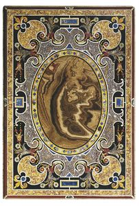 Plateau de table de luxe en incrustation de pierres semi-précieuses Pietra Dura - Product Image 2
