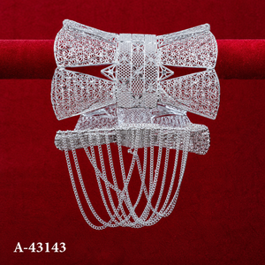 MOLL JEWELLERS กำไลข้อมือรูปดอกไม้วินเทจโลหะผสมชุบเงินเพทายผู้หญิงเครื่องประดับงานแต่งงานปาร์ตี้ A-43140 - Product Image 3