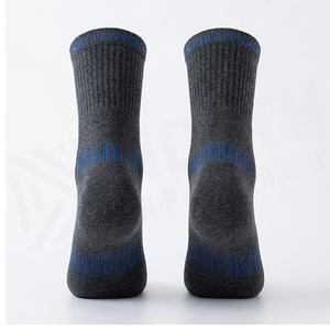 Crew <b>Socks</b> Solid Dark Gray Blue Trim Breathable <b>Running</b> <b>Socks</b> for Adults Autumn Season - Product Image 2