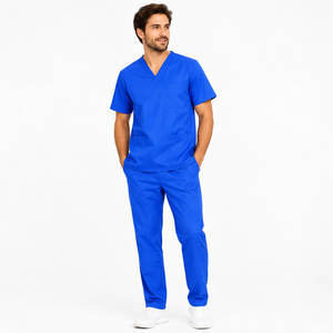 Nouveaux uniformes médicaux pour hommes, qualité supérieure, couleur unie, tenue d'hôpital, ensemble de blouses médicales à jambe droite et col en V - Product Image 1