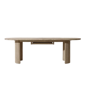 Contemporary Outdoor <b>Dining</b> <b>Table</b> Solid Teak <b>Wood</b> Expandable Slat Top with Fluted Base for Luxury Furniture Patio Garden - Product Image 2
