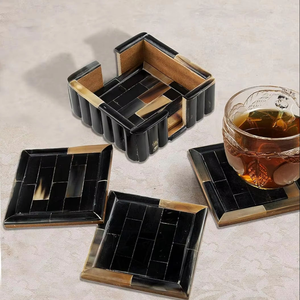 Sous-verre en corne de haute qualité, vaisselle artisanale moderne et sous-verre à motif à carreaux en corne par Whimsy Art Craft - Product Image 6
