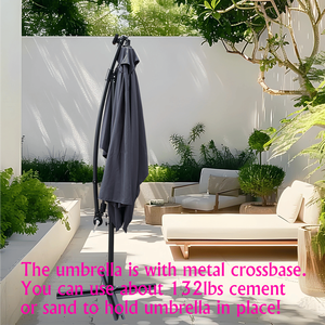 Ombrellone Rettangolare 2x3M da Esterno con Luci LED Solari, Impermeabile, 6 Stecche, con Manovella e Base a Croce, Parasole da Mercato - Product Image 1