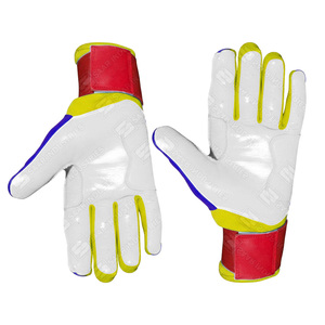 Gants de frappeur en cuir SAAR INDUSTRIES bleus, blancs, jaunes, rouges, avec fermeture auto-agrippante, durables, unisexes, pour entraînement adulte - Product Image 2