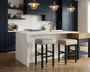 Ensemble de 2 tabourets de bar et de comptoir en cuir PU, ensemble de tabourets capitonnés en cuir PU, ensemble de tabourets rembourrés en PU avec structure en bois massif, hauteur bar et comptoir - Product Image 4