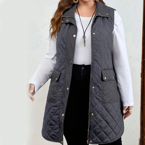 Chaleco acolchado cálido de invierno más vendido para mujer, con cremallera y botones, estilo casual, sin mangas. - Product Image 3