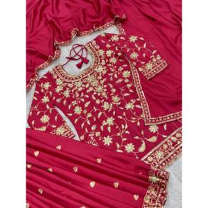 Top hermoso para mujer-Conjunto Plazzo y Dupatta con trabajo de secuencia de bordado - Product Image 2