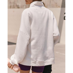 Sweat-shirt à col montant surdimensionné pour femme, couleur unie, haute qualité, service OEM personnalisé, prix attractif, vente chaude - Product Image 6