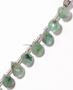 Cuentas de Esmeralda Sakota naturales al por mayor, forma de gotas facetadas, 4 pulgadas, 6X4 a 7X4 MM, hebra de piedras preciosas verdes para la fabricación de joyas increíbles - Product Image 2
