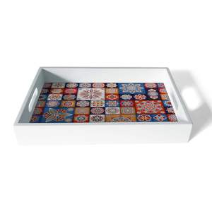 Plateau décoratif avec poignées découpées, plus durable et fiable, plateau de service en bois pour le thé et les collations, longue durée de vie, au meilleur prix - Product Image 2