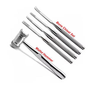 Juego de instrumentos quirúrgicos de acero inoxidable de alta calidad para implantes, injertos, extracciones y división ósea, con martillo ortopédico manual - Product Image 1