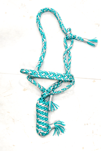 Hand-Braided Blue White Nylon Rope Horse Halter <b>Set</b> Equestrian Training Lead Rope Custom Colors - Product Image 5