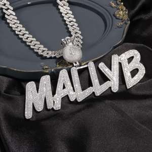Collar Personalizado con Colgante de Bolsa de Dinero con Incrustaciones de Moissanita, Cadena Cubana, Chapado en Plata, Joyería Hip Hop - Product Image 3