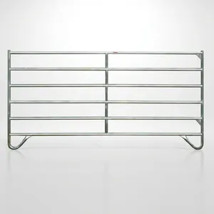 Portillon de panneau de clôture pour bétail en acier galvanisé robuste avec rails horizontaux et pieds stables pour enclos d'animaux de ferme - Product Image 1
