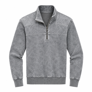 Sweat-shirt à capuche zippé pour homme en molleton bouclette tricoté, coupe oversize, imprimé par transfert thermique, idéal pour l'automne - Product Image 1
