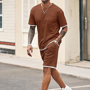 Men 2 Piece <b>Set</b> Manufacturer 220 GSM Cotton T Shirt Cargo Shorts <b>Set</b> Oversized Summer Casual OEM Custom Logo Bulk - Product Image 3