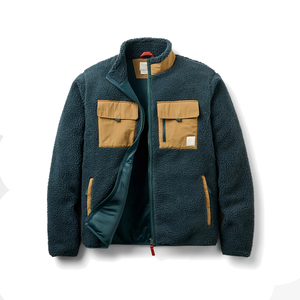 OEM Service <b>Men's</b> Casual Fashion Wear <b>Sherpa</b> <b>Jackets</b> Solid Color Windproof Stand Collar Long Sleeves Fleece <b>Jackets</b> - Product Image 1