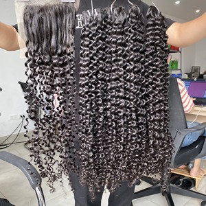 Paquetes de trama de cabello humano rizado con agua de Color Natural más vendidos 100% extensiones de cabello virgen crudo vietnamita - Product Image 3