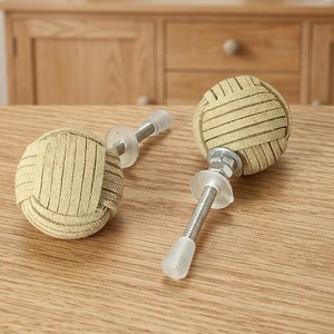 <b>Rustic</b> Wood Round Cabinet Knobs With Rope Design Easy Installation For Kitchen Furniture Handles - Product Image 1