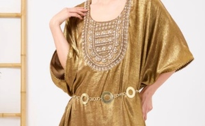 Elegant <b>Kaftan</b> Abaya Handmade Moroccan Arabian Dress Breathable Floor Length Long Sleeve Polyester Regular Fit Casual Evening - Product Image 2