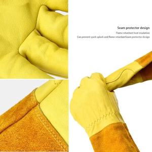 Best Hand Protective Full Finger en420 Leather Gloves Tig Welding Gloves with Long Hand for Heat - Product Image 3